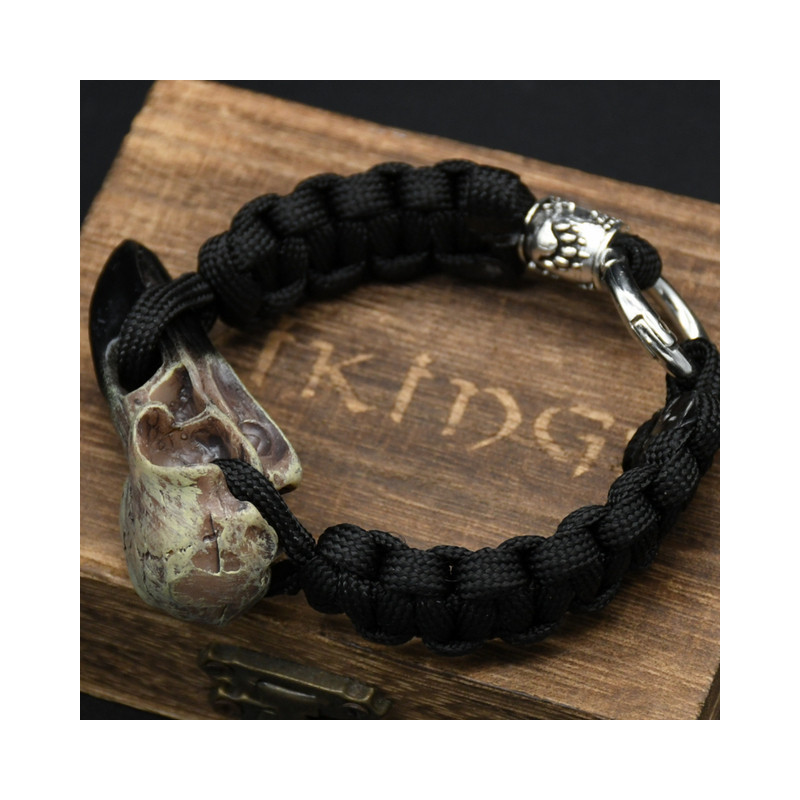 Bracelet Viking Corbeaux d'Odin Hugin et Munin Effet Crâne Corbeau Modèle 3