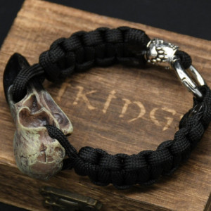 Bracelet Viking Corbeaux d'Odin Hugin et Munin Effet Crâne Corbeau Modèle 3