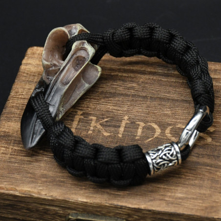 Bracelet Viking Corbeaux d'Odin Hugin et Munin Effet Crâne Corbeau Modèle 2