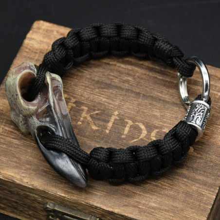 Bracelet Viking Corbeaux d'Odin Hugin et Munin Effet Crâne Corbeau Modèle 1