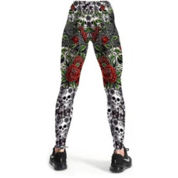 Vue arrière du Legging Tête de Mort Roses Rouges