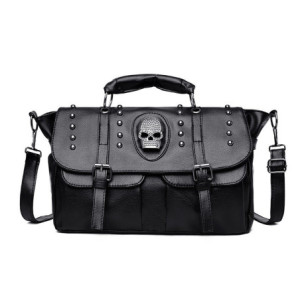 Vue face du Sac à Main Tête de Mort Grand Skull à Strass