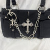 Détails face du Sac à main Punk Rok Avec Croix et Pendant Papillon de Nuit