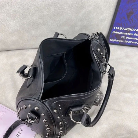 Vue intérieure du Sac à Main Skull avec Grande Tête de Mort  Strass