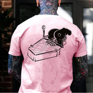 T-shirt Tête de Mort Squelette Sarcophage Smiley Modèle Rose