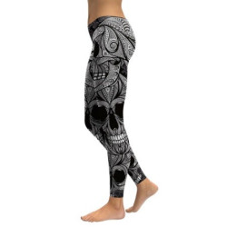 vue coté Legging Tête de Mort Ornemental