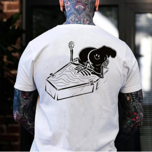 T-shirt Tête de Mort Squelette Sarcophage Smiley Modèle Blanc