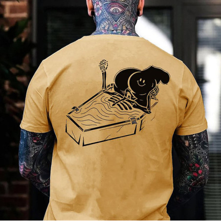 T-shirt Tête de Mort Squelette Sarcophage Smiley Modèle Jaune