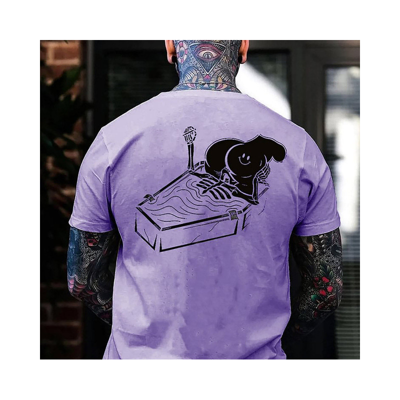 T-shirt Tête de Mort Squelette Sarcophage Smiley Modèle Violet