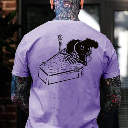 T-shirt Tête de Mort Squelette Sarcophage Smiley Modèle Violet