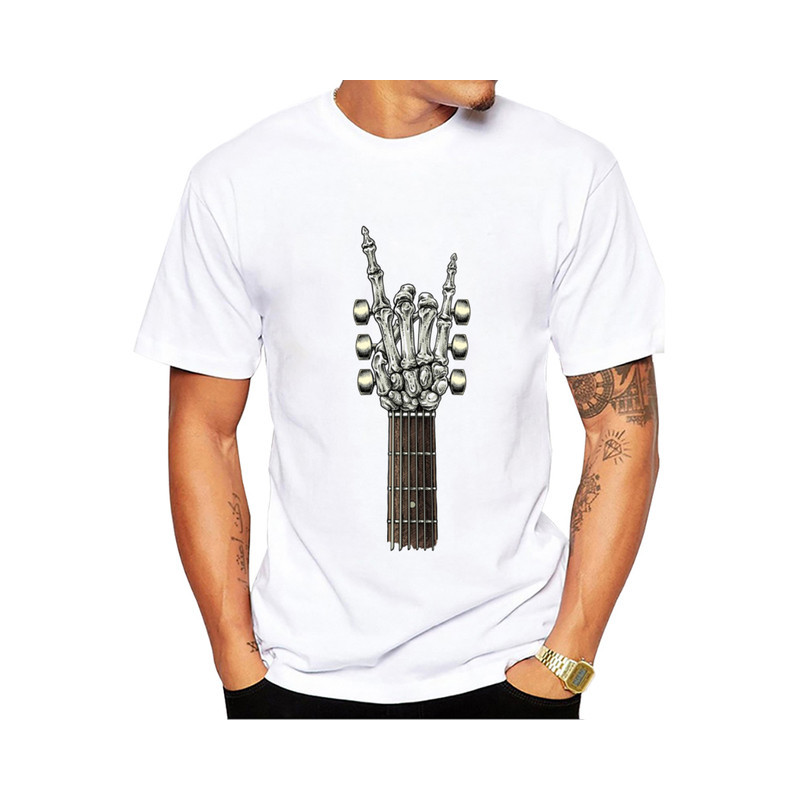 T-shirt  Squelette Guitare Main Metal Horn Modele 2