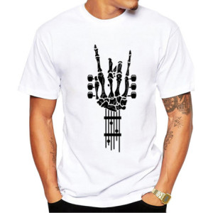T-shirt  Squelette Guitare Main Metal Horn Modele 1