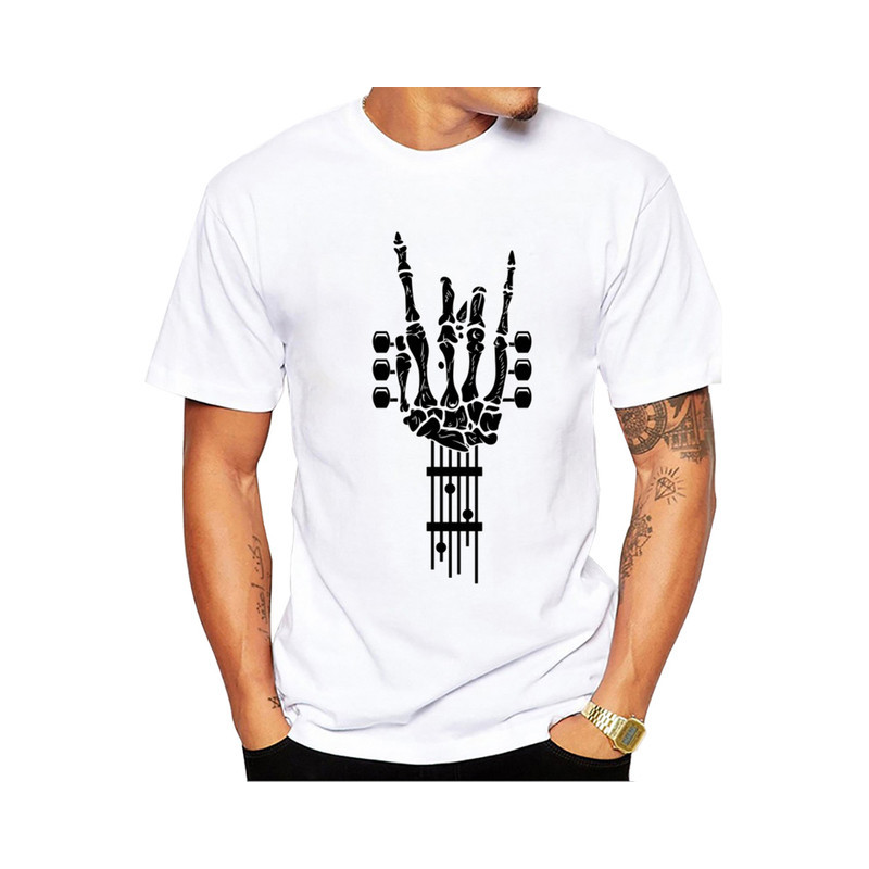 T-shirt  Squelette Guitare Main Metal Horn Modele 1