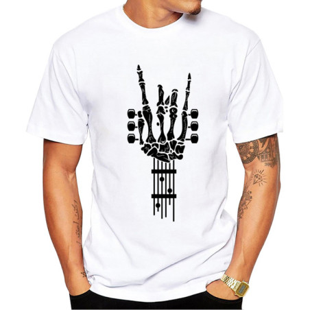 T-shirt  Squelette Guitare Main Metal Horn Modele 1