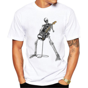 T-shirt  Squelette Guitariste Guitare électrique Metal - Modèle 1