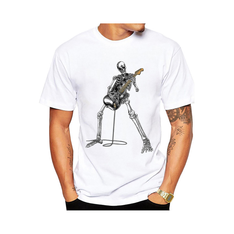 T-shirt  Squelette Guitariste Guitare électrique Metal - Modèle 1