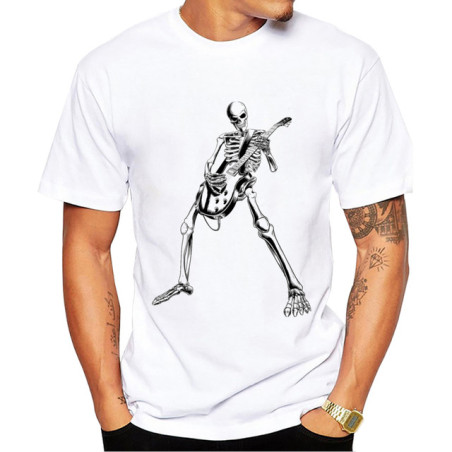 T-shirt  Squelette Guitariste Guitare électrique Metal - Modèle 2