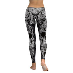 vue face Legging Tête de Mort Ornemental