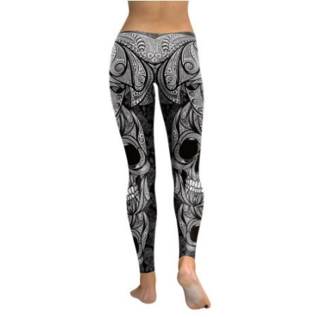 vue face Legging Tête de Mort Ornemental