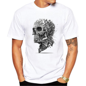 T-shirt Tête de Mort Skull Géométrique Crâne d'éclats