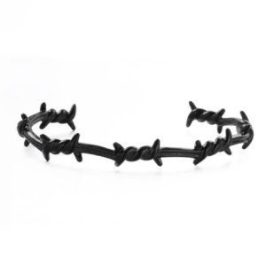 Bracelet Punk Rock bracelet ouvert en fil de fer barbelé Modele 4 Couleur Noir