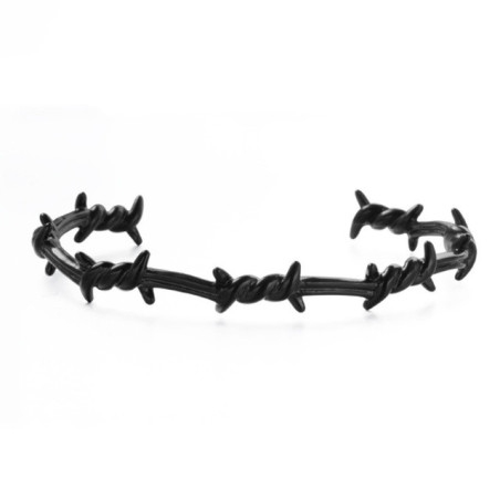 Bracelet Punk Rock bracelet ouvert en fil de fer barbelé Modele 4 Couleur Noir