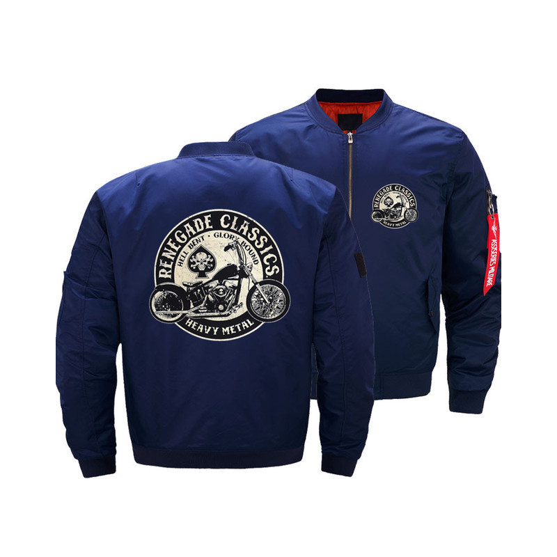 Veste Bombers Veste Moto Grand Logo Biker Renegade Classics Couleur Bleu