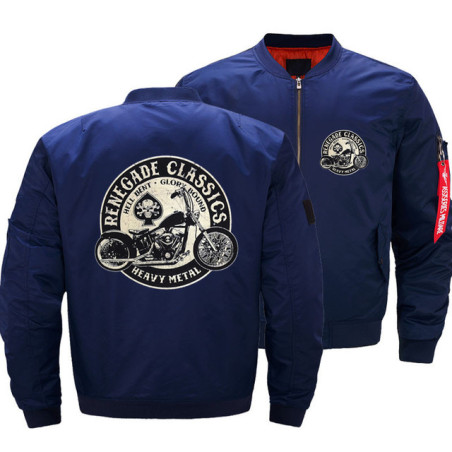 Veste Bombers Veste Moto Grand Logo Biker Renegade Classics Couleur Bleu