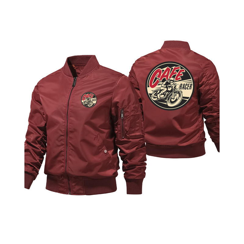 Veste Bombers Motard Café Racer Couleur Rouge