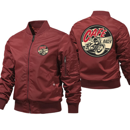 Veste Bombers Motard Café Racer Couleur Rouge