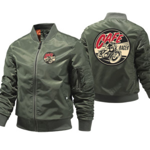 Veste Bombers Motard Café Racer Couleur Vert Kaki