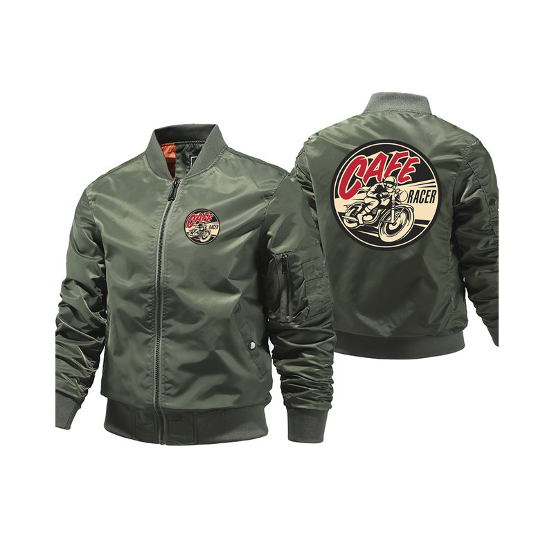 Veste Bombers Motard Café Racer Couleur Vert Kaki