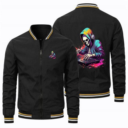 Vestes Bomber DJ Squelette Music Session Couleur Noir