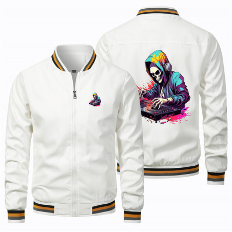Vestes Bomber DJ Squelette Music Session Couleur Blanc