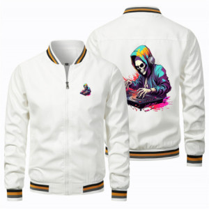 Vestes Bomber DJ Squelette Music Session Couleur Blanc