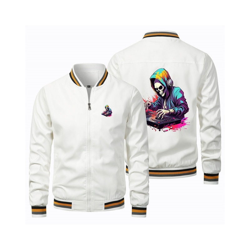 Vestes Bomber DJ Squelette Music Session Couleur Blanc