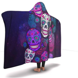 Couverture à capuche tête de mort Santa Muerte vue coté droit