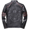 Veste Tête de Mort Cuir Véritable Biker Urban Baron American Custom Cuir Noir