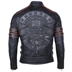 Veste Cuir Tête de Mort Esprit Biker