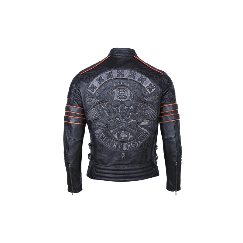 Veste Cuir Tête de Mort Esprit Biker