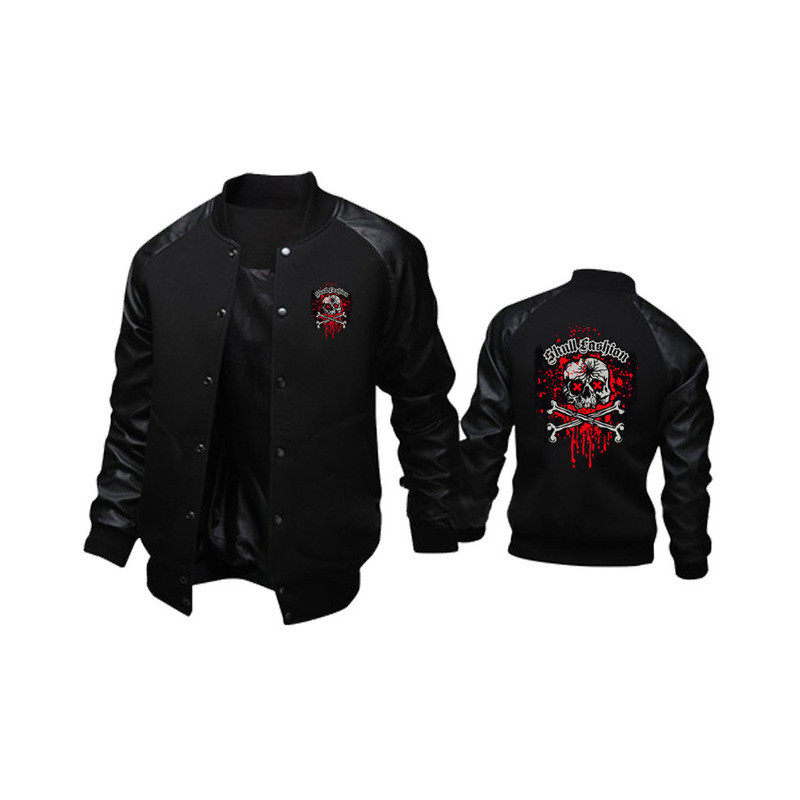 Veste Tête de Mort Crâne Skull Fashion en Style Varsity Couleur Noir