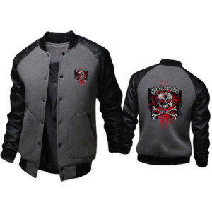 Veste Tête de Mort Crâne Skull Fashion en Style Varsity Couleur Gris Foncé