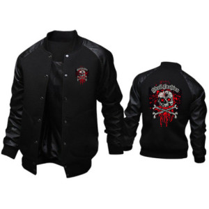 Veste Tête de Mort Crâne Skull Fashion en Style Varsity Couleur Noir