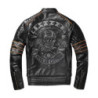 Vue détails arrière Veste Tête de Mort Biker Motard motif Crâne et Croix de Fer American Customs