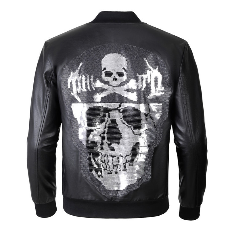 Blouson Moto Tête de Mort Skull Brillant