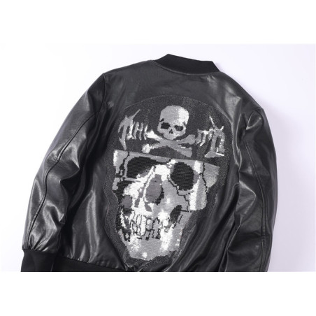 Détails Dos du Blouson Moto Tête de Mort Skull Brillant