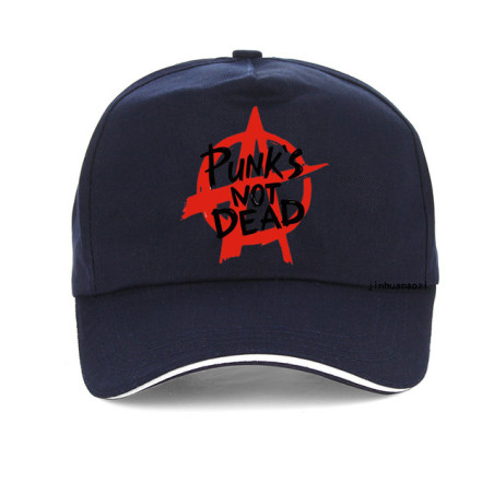 Casquette Punk Rock Anarchie Punk Is Not Dead Couleur Bleu Marine