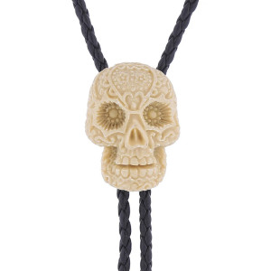 Détails Bolo Tie Cravate Crâne Mexicain Scuplté