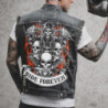 Sur Veste Tête de Mort en Jeans Denim Biker "Ride Forever"