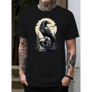 T-shirt Homme Corbeau et Crâne